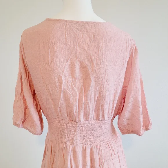 *Host Pick* Coral Peach V-Neck Balloon Sleeve Casual Mini Dress Sz Petite XL - Picture 9 of 10